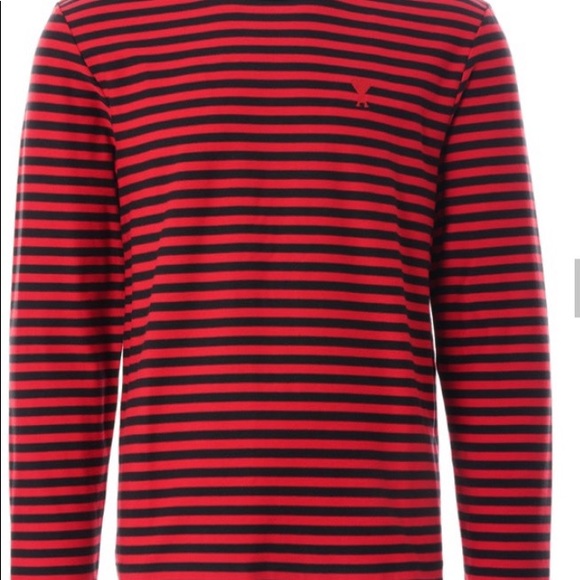 Marinere long sleeve  stripe Tee- red/black - Picture 1 of 2